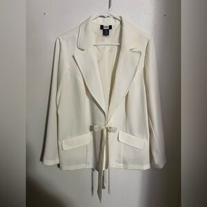 STUDIO 1940 Classic Tie Waist Belt Blazer White with White‎ Tie Women's Sz 16W